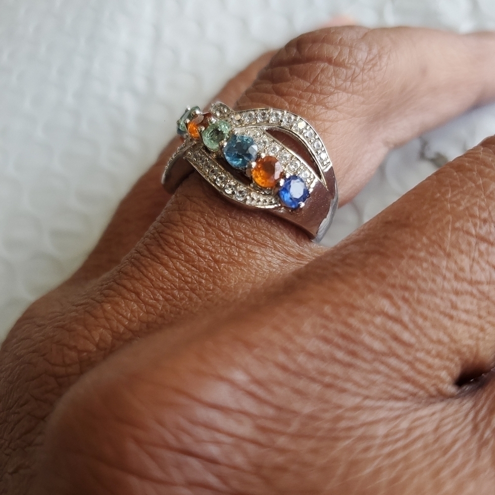 Kyanite and Zircon Infinity Crossover Ring Size 7 - Picture 4 of 6